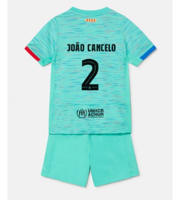 Barcelona Joao Cancelo #2 Tercera Equipación Niños 2023-24 Manga Corta (+ Pantalones cortos)